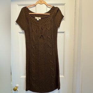 Decree Brown Cable Knit Mini Dress